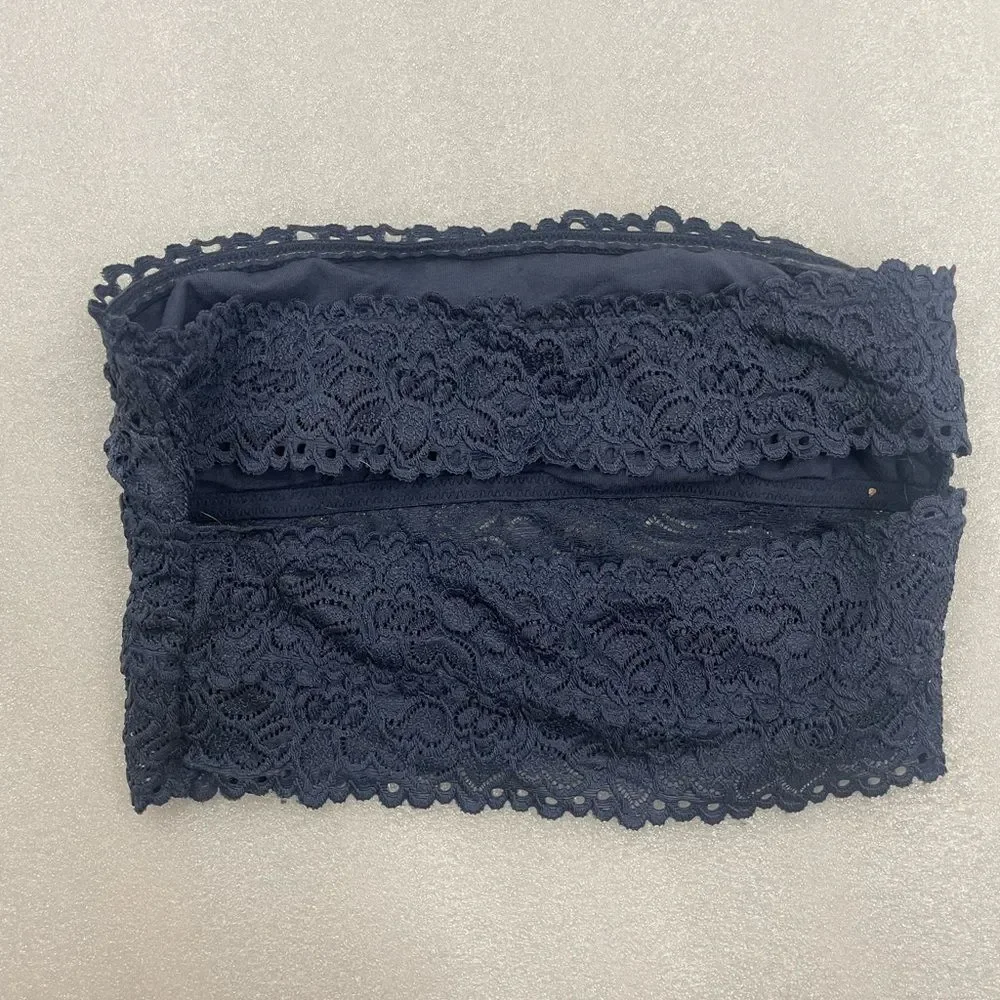 Bundle of Aerie Blue Lace Bralettes Bandeau and High Necklace